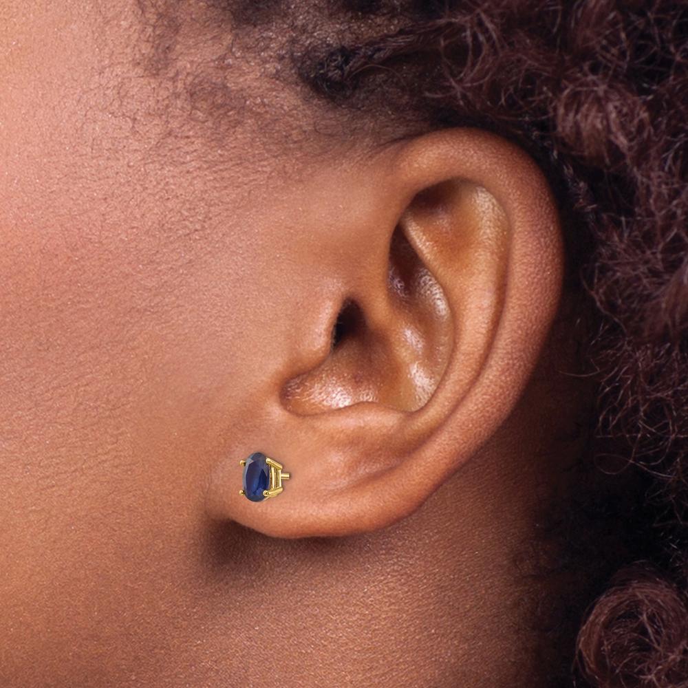 14K Yellow Gold Oval Sapphire Stud Earrings with Natural Faceted Blue Sapphires - 0.68 Carat Total Gem Weight by Oro Pregiato