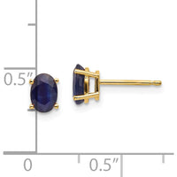 14K Yellow Gold Oval Sapphire Stud Earrings with Natural Faceted Blue Sapphires - 0.68 Carat Total Gem Weight by Oro Pregiato