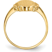 14K Yellow Gold Oval Satin Finish Open Back Signet Ring - 14.5mm by 0
