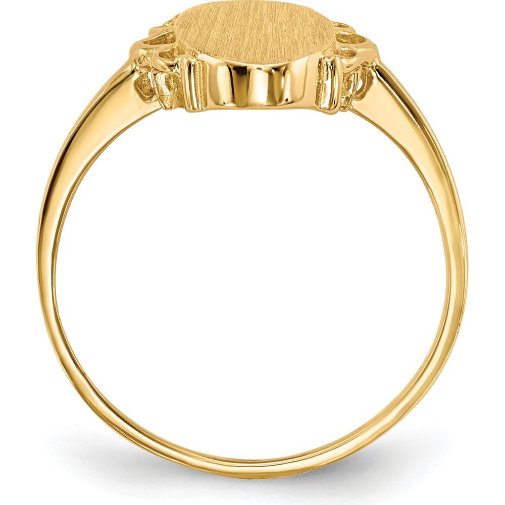 14K Yellow Gold Oval Satin Finish Open Back Signet Ring - 14.5mm by 0