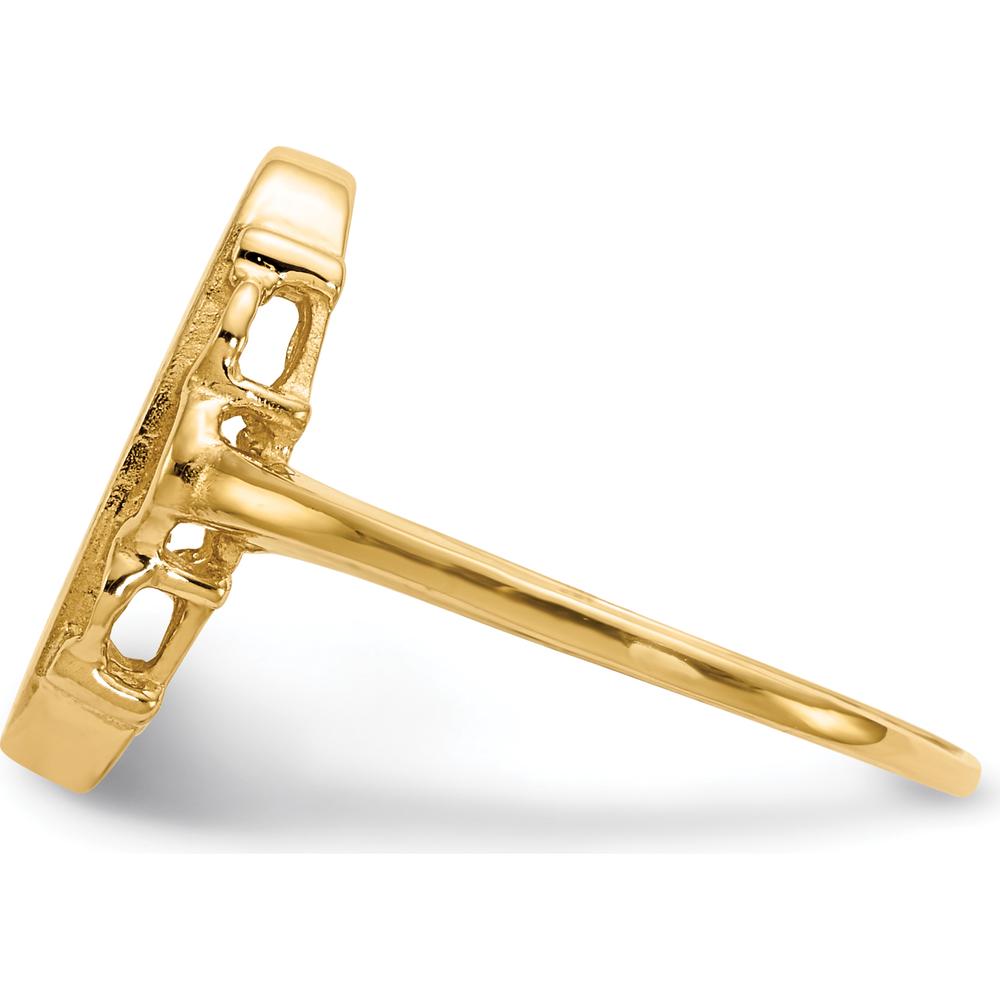 14K Yellow Gold Oval Satin Finish Open Back Signet Ring - 14.5mm by 0
