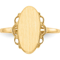 14K Yellow Gold Oval Satin Finish Open Back Signet Ring - 14.5mm by 0