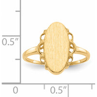 14K Yellow Gold Oval Satin Finish Open Back Signet Ring - 14.5mm by 0