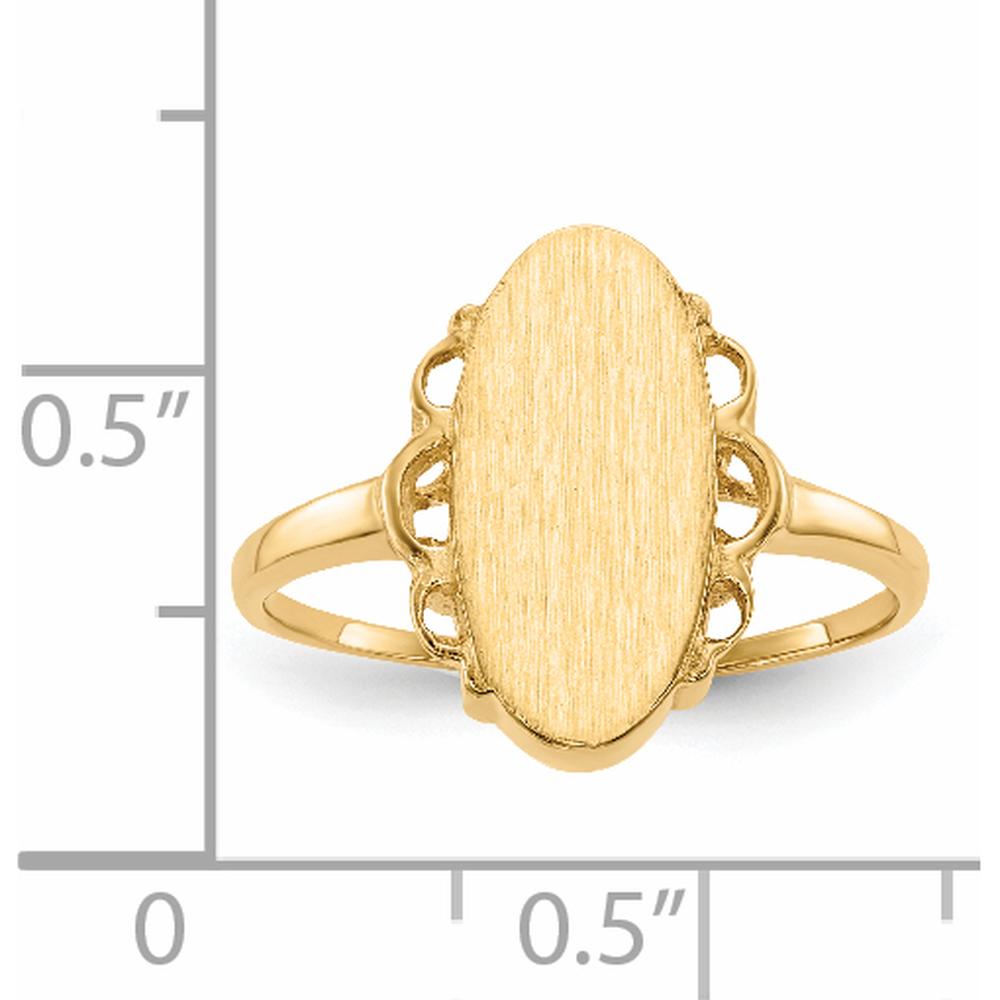 14K Yellow Gold Oval Satin Finish Open Back Signet Ring - 14.5mm by 0