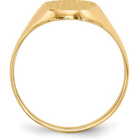 14K Yellow Gold Oval Signet Ring with Brushed Satin Top and Polished Tapered Band by 0