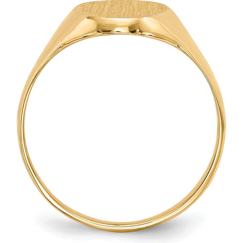 14K Yellow Gold Oval Signet Ring with Brushed Satin Top and Polished Tapered Band by 0