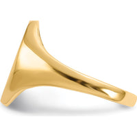 14K Yellow Gold Oval Signet Ring with Brushed Satin Top and Polished Tapered Band by 0