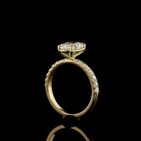 14K Yellow Gold Oval Solitaire Engagement Ring with Brilliant Cut Diamond Pavé Shank - 2.46 Carats Total Diamond Weight (IGI Certified) - Covaloro Fine Jewelry
