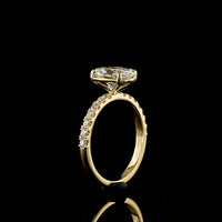 14K Yellow Gold Oval Solitaire Engagement Ring with Brilliant Cut Diamond Pavé Shank - 2.46 Carats Total Diamond Weight (IGI Certified) - Covaloro Fine Jewelry