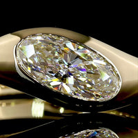 14K Yellow Gold Oval Solitaire Ring with 1.06 Carat Flush Set Lab Diamond - E-F Color, VS1 Clarity - Covaloro Fine Jewelry