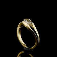 14K Yellow Gold Oval Solitaire Ring with 1.06 Carat Flush Set Lab Diamond - E-F Color, VS1 Clarity - Covaloro Fine Jewelry