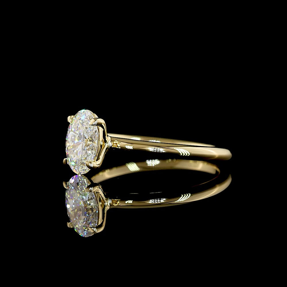 14K Yellow Gold Oval Solitaire Ring with 1.07 Carat D VVS2 Lab-Grown Diamond - IGI Certified - Covaloro Fine Jewelry