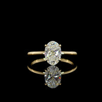 14K Yellow Gold Oval Solitaire Ring with 1.52 Carat Lab-Grown D VVS2 Diamond in Four-Prong Setting - IGI Certified - Covaloro Fine Jewelry