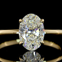 14K Yellow Gold Oval Solitaire Ring with 1.52 Carat Lab-Grown D VVS2 Diamond in Four-Prong Setting - IGI Certified - Covaloro Fine Jewelry