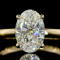14K Yellow Gold Oval Solitaire Ring with 2.08 Carat D VVS2 Lab Diamond - IGI Certified - Covaloro Fine Jewelry