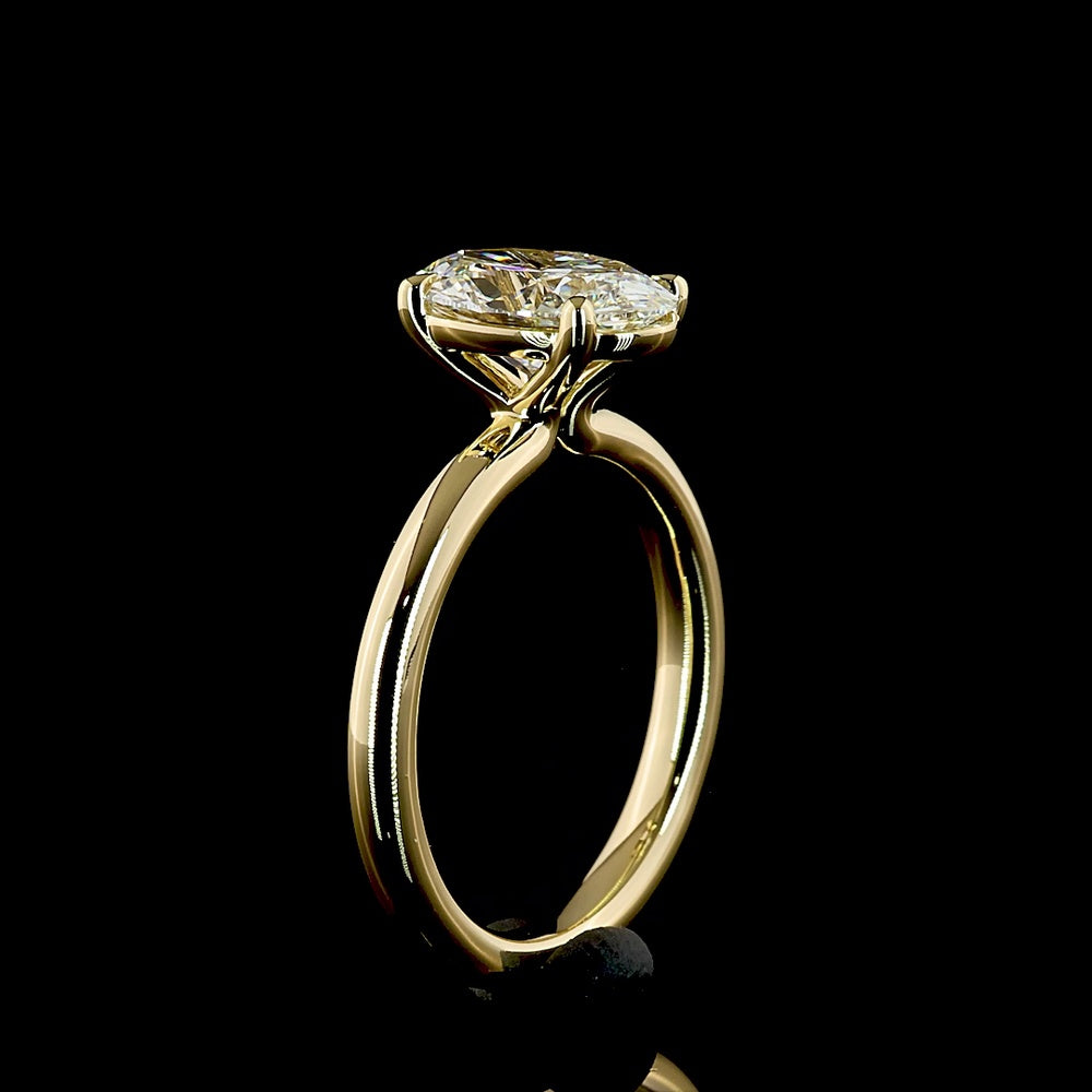 14K Yellow Gold Oval Solitaire Ring with 2.08 Carat D VVS2 Lab Diamond - IGI Certified - Covaloro Fine Jewelry