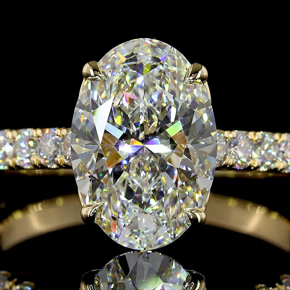 14K Yellow Gold Oval Solitaire Ring with 2.51 Carat Lab Diamond Center and 0.73 Carat Diamond Shank - IGI Certified E VS1 - Total 3.24 Carats - Covaloro Fine Jewelry