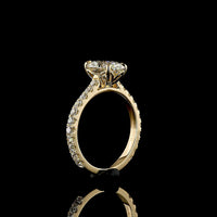 14K Yellow Gold Oval Solitaire Shank Ring with 2.02 Carat Oval Lab Diamond Center and 0.73 Carat Brilliant Cut Accent Diamonds - Total 2.75 Carat - IGI Certified E VVS2 - Covaloro Fine Jewelry
