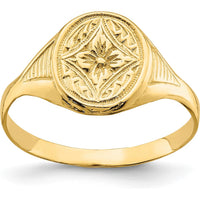 14K Yellow Gold Oval Star Diamond Center Baby Ring by 0