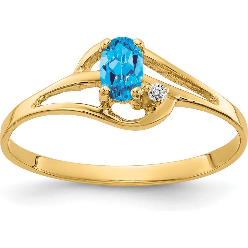 14K Yellow Gold Oval Swiss Blue Topaz and Round Diamond Ring - 0.312 Carat Total Gemstone Weight by Monteluci Fine Jewelry