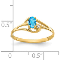 14K Yellow Gold Oval Swiss Blue Topaz and Round Diamond Ring - 0.312 Carat Total Gemstone Weight by Monteluci Fine Jewelry