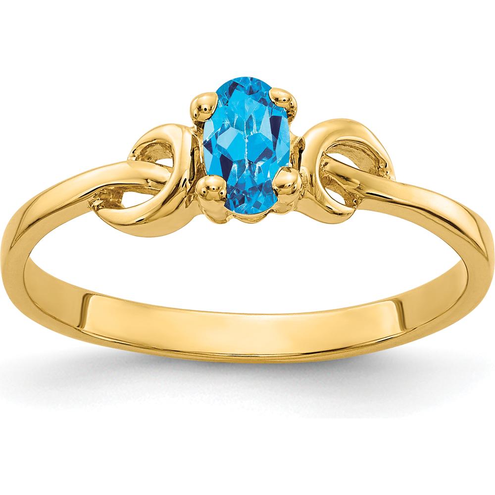 14K Yellow Gold Oval Swiss Blue Topaz Ring - 0.30 Carat Total Topaz Weight by Monteluci Fine Jewelry