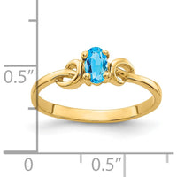 14K Yellow Gold Oval Swiss Blue Topaz Ring - 0.30 Carat Total Topaz Weight by Monteluci Fine Jewelry