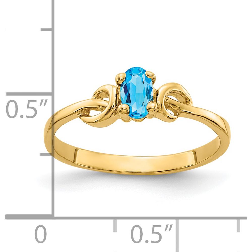 14K Yellow Gold Oval Swiss Blue Topaz Ring - 0.30 Carat Total Topaz Weight by Monteluci Fine Jewelry