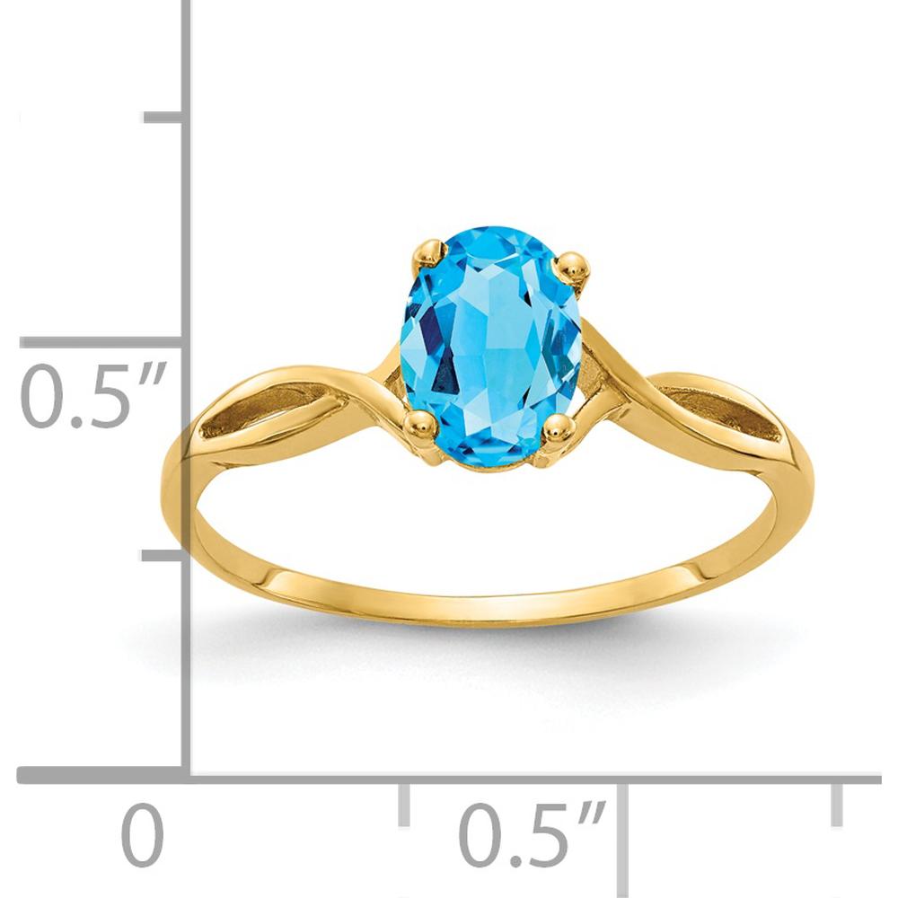 14K Yellow Gold Oval Swiss Blue Topaz Ring - 1.00 Carat Total Weight by Monteluci Fine Jewelry