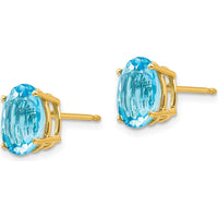 14K Yellow Gold Oval Swiss Blue Topaz Stud Earrings - 2.30 Carat Total Gem Weight by Monteluci Fine Jewelry