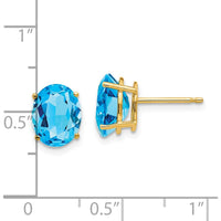 14K Yellow Gold Oval Swiss Blue Topaz Stud Earrings - 2.30 Carat Total Gem Weight by Monteluci Fine Jewelry