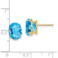 14K Yellow Gold Oval Swiss Blue Topaz Stud Earrings - 3.25 Carat Total Blue Topaz Weight by Monteluci Fine Jewelry