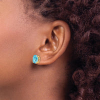14K Yellow Gold Oval Swiss Blue Topaz Stud Earrings - 3.25 Carat Total Blue Topaz Weight by Monteluci Fine Jewelry