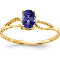 14K Yellow Gold Oval Tanzanite Ring - 0.50 Carat Tanzanite by Monteluci Fine Jewelry
