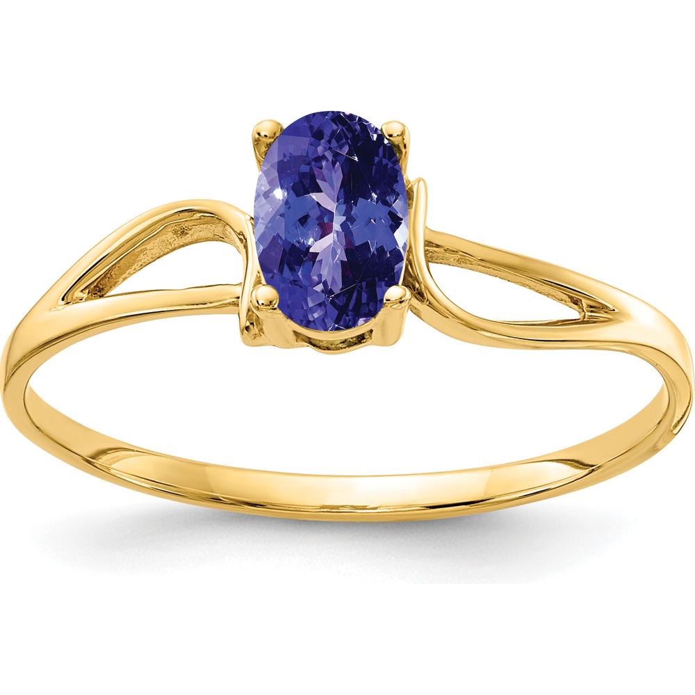 14K Yellow Gold Oval Tanzanite Ring - 0.50 Carat Tanzanite by Monteluci Fine Jewelry