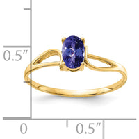 14K Yellow Gold Oval Tanzanite Ring - 0.50 Carat Tanzanite by Monteluci Fine Jewelry