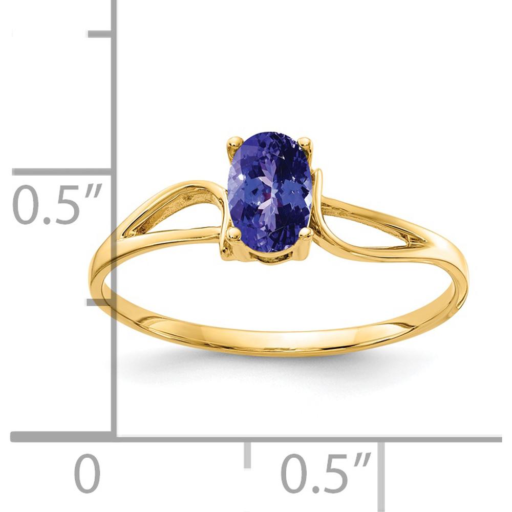 14K Yellow Gold Oval Tanzanite Ring - 0.50 Carat Tanzanite by Monteluci Fine Jewelry
