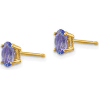 14K Yellow Gold Oval Tanzanite Stud Earrings - 0.500 Carat Total Gem Weight by Monteluci Fine Jewelry