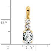 14K Yellow Gold Oval White Topaz and Diamond Pendant with Round Diamond Accents - 0.065 Carat Total Diamond Weight by Oro Pregiato