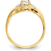 14K Yellow Gold Oval White Topaz and Diamond Ring - 0.55 Carat Topaz, 0.02 Carat Total Diamond Weight by Oro Pregiato