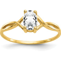 14K Yellow Gold Oval White Topaz Birthstone Ring - 0.55 Carat Total Weight by Oro Pregiato