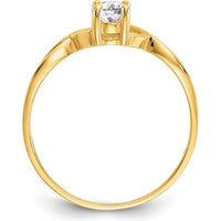 14K Yellow Gold Oval White Topaz Birthstone Ring - 0.55 Carat Total Weight by Oro Pregiato