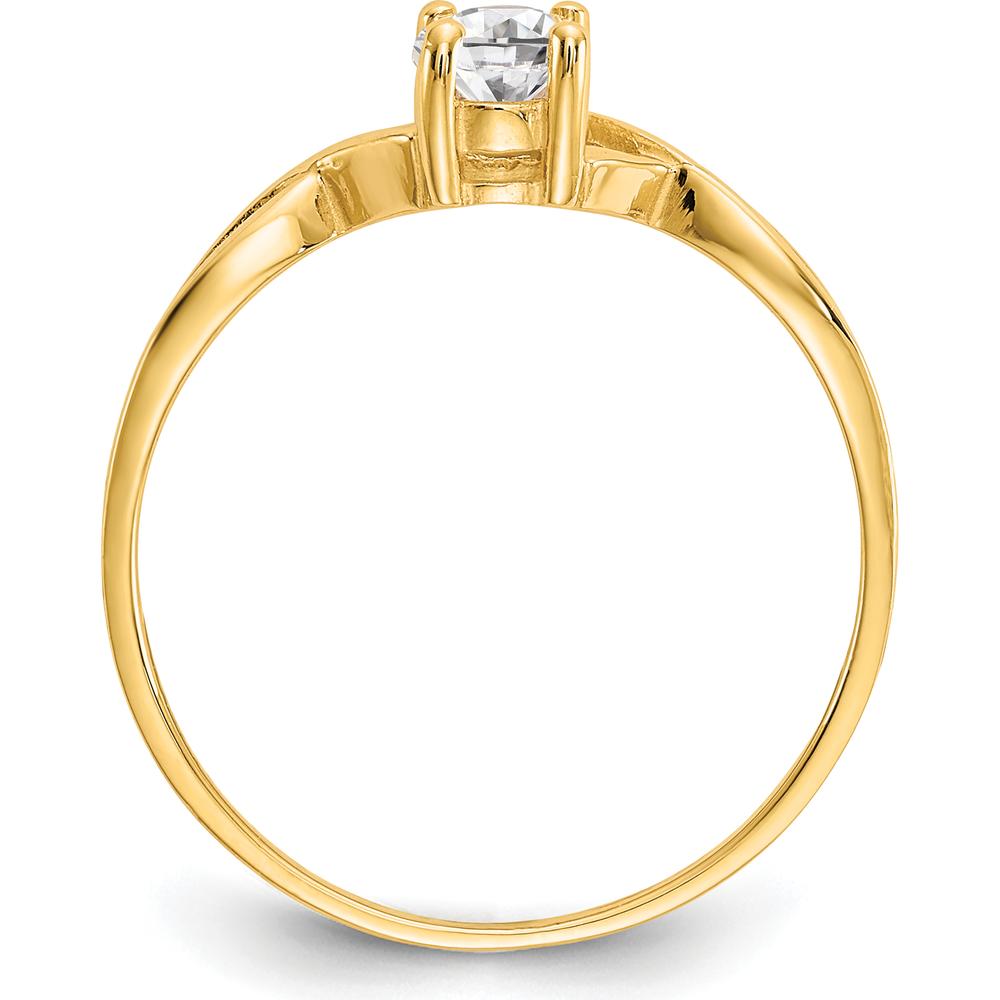 14K Yellow Gold Oval White Topaz Birthstone Ring - 0.55 Carat Total Weight by Oro Pregiato