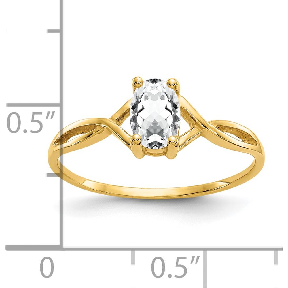 14K Yellow Gold Oval White Topaz Birthstone Ring - 0.55 Carat Total Weight by Oro Pregiato