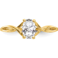 14K Yellow Gold Oval White Topaz Birthstone Ring - 0.55 Carat Total Weight by Oro Pregiato