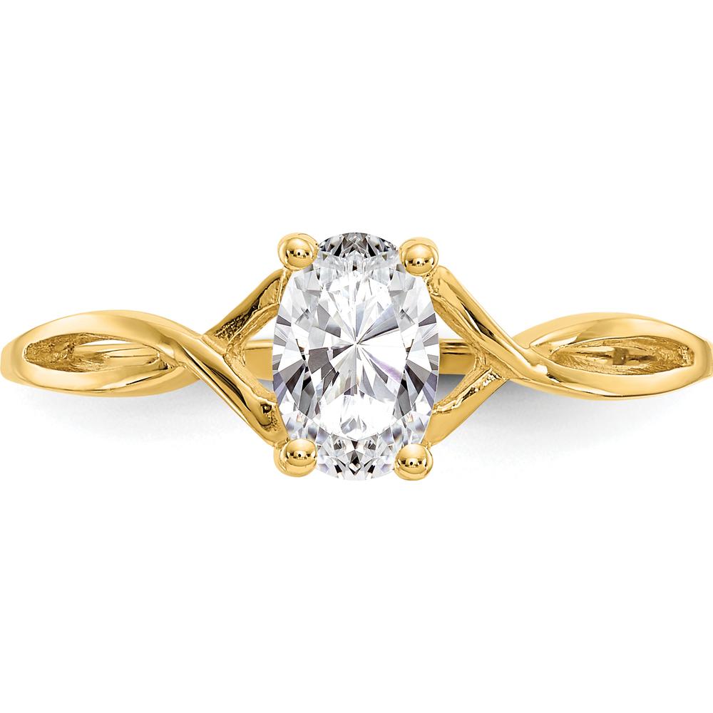 14K Yellow Gold Oval White Topaz Birthstone Ring - 0.55 Carat Total Weight by Oro Pregiato