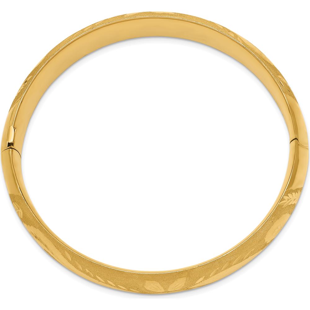 14K Yellow Gold Oversize Florentine Engraved Hinged Bangle Bracelet - 14.50mm Width by Oro Pregiato