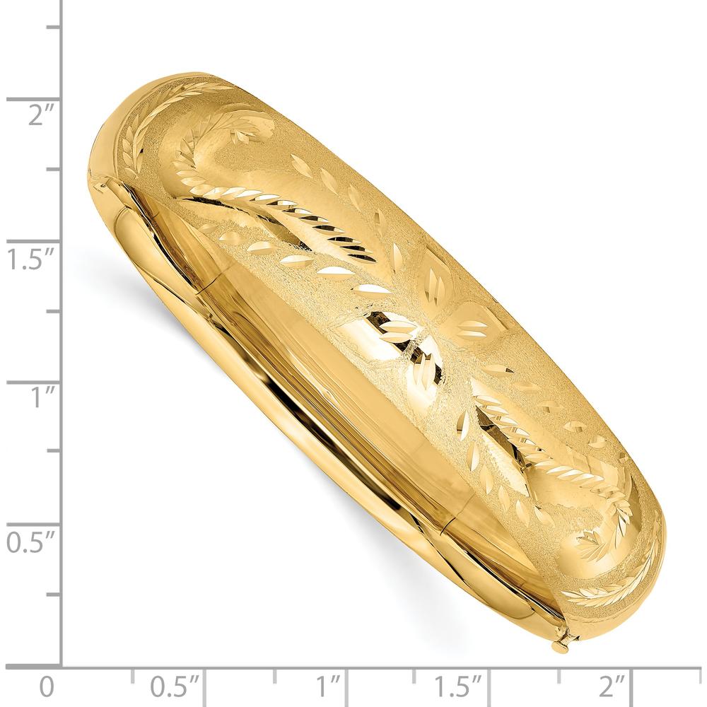 14K Yellow Gold Oversize Florentine Engraved Hinged Bangle Bracelet - 14.50mm Width by Oro Pregiato