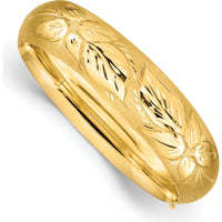 14K Yellow Gold Oversized Florentine Engraved Hinged Bangle Bracelet - 17mm Width by Oro Pregiato