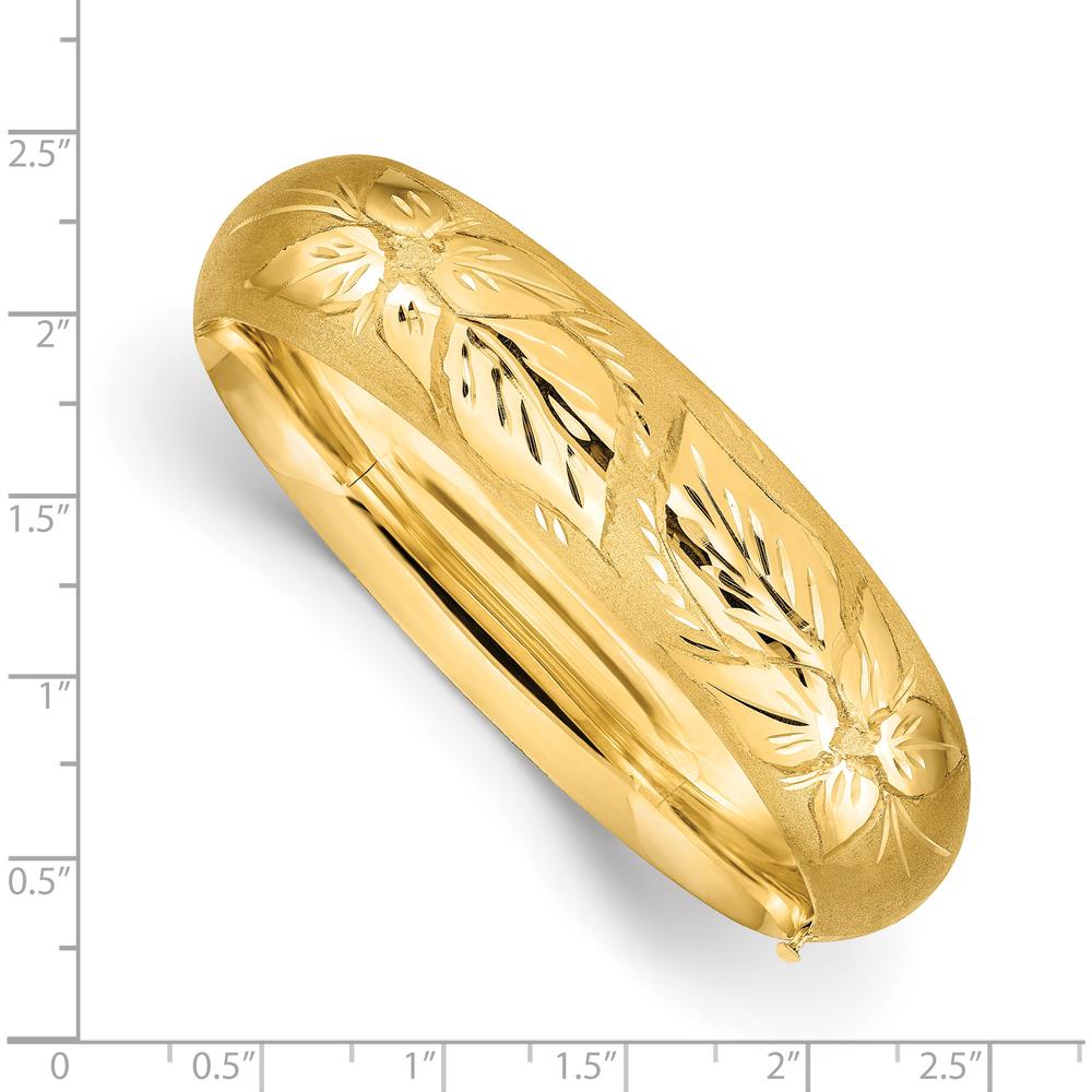 14K Yellow Gold Oversized Florentine Engraved Hinged Bangle Bracelet - 17mm Width by Oro Pregiato
